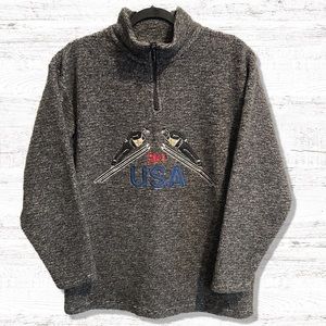 Active Elements Ski USA 1/4 Zip Gray Men’s Pullover Size Medium